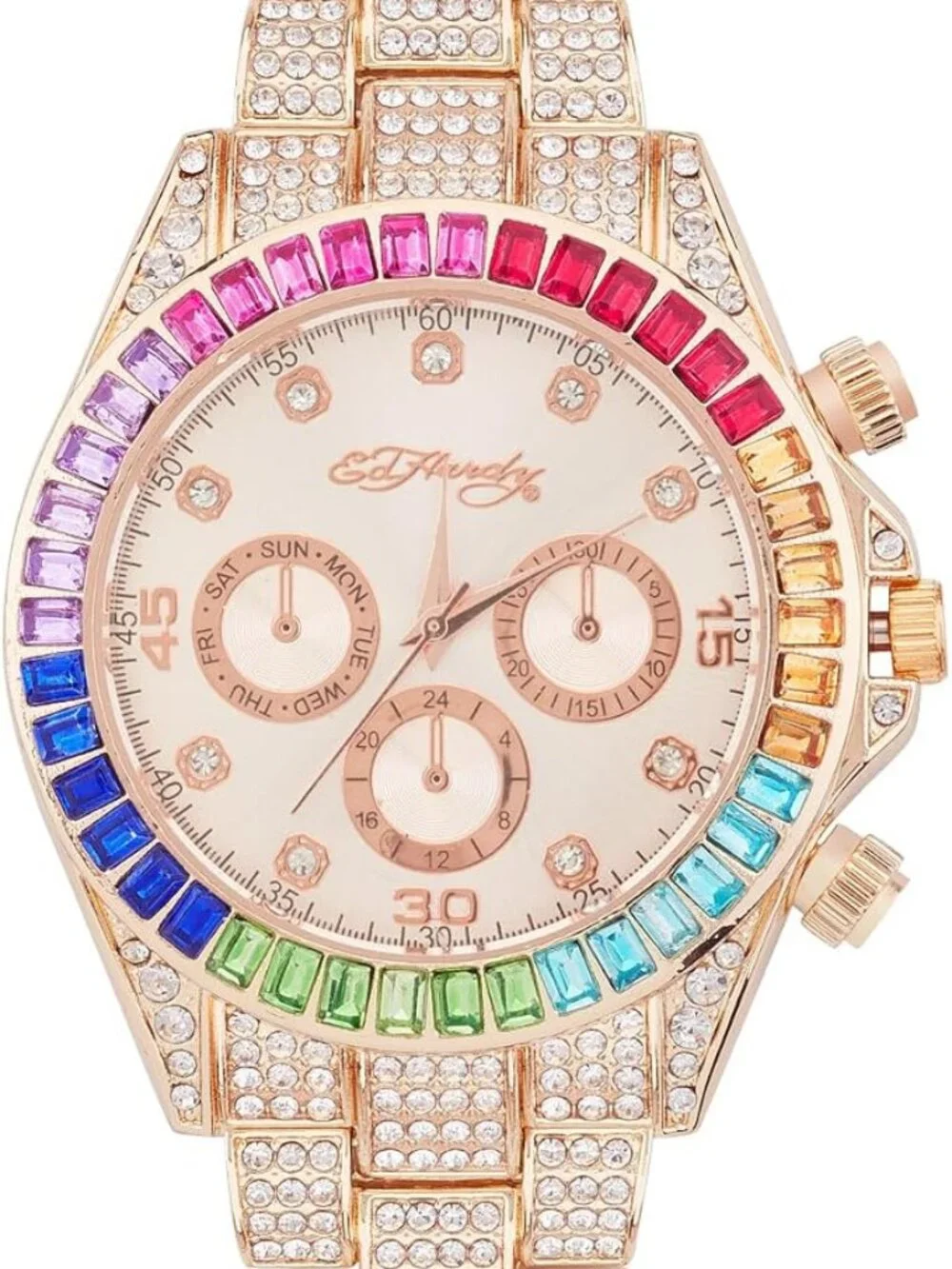 ED HARDY Ladies Metal Bracelet Analog Watch, Shiny Rose Gold, 40mm, Analog Watch